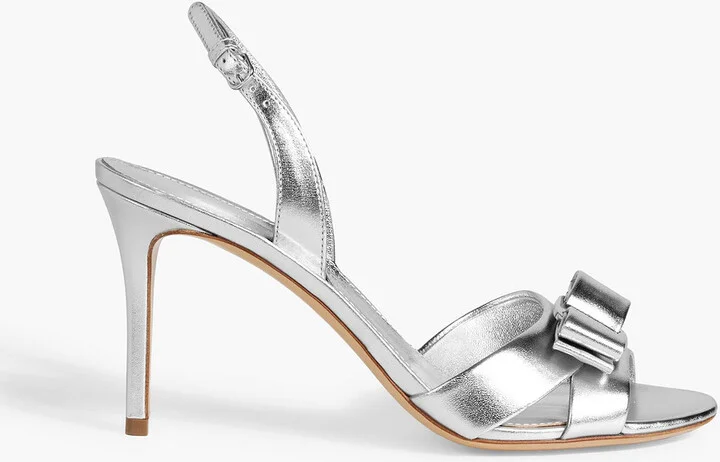 Lida 85 bow-detailed metallic leather sandals