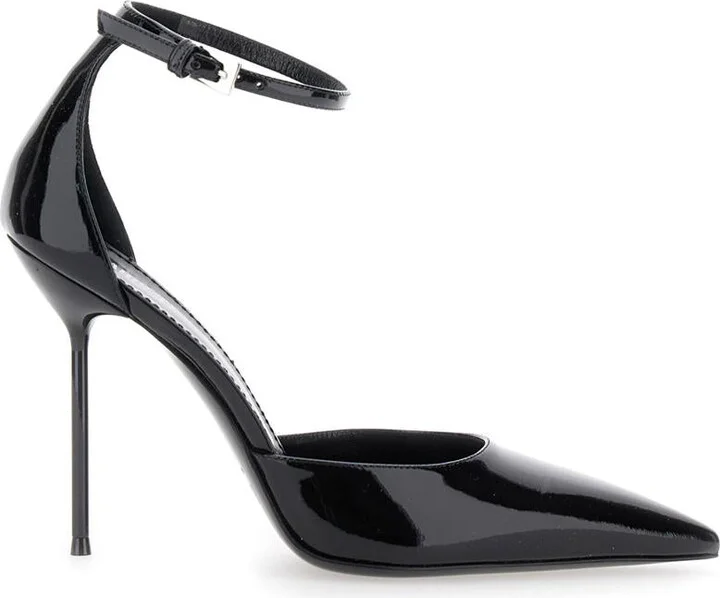 'Lidia' Bordeaux Slingback Pumps With Buckle Strap Closure And High Stiletto Heel In Patent Leather Woman