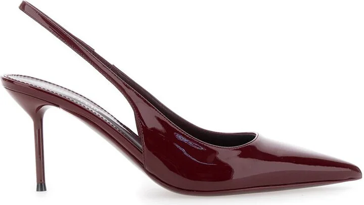 'Lidia' Bordeaux Slingback Pumps With High Stiletto Heel In Patent Leather Woman