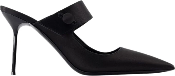 Lidia Couture Sabot 90 Pumps - Paris Texas - Silk - Black