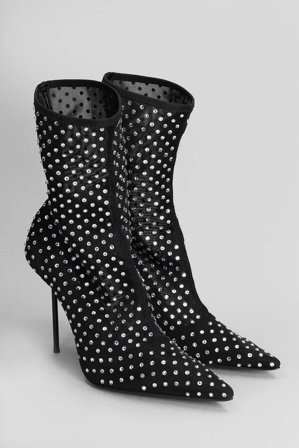 Lidia High Heels Ankle Boots In Black Fabric - Image 2
