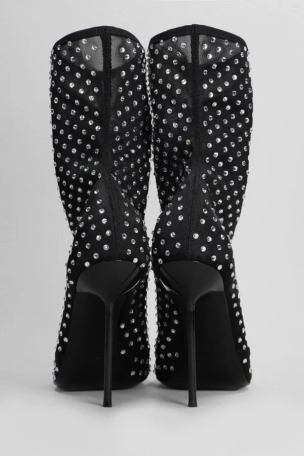 Lidia High Heels Ankle Boots In Black Fabric - Image 4