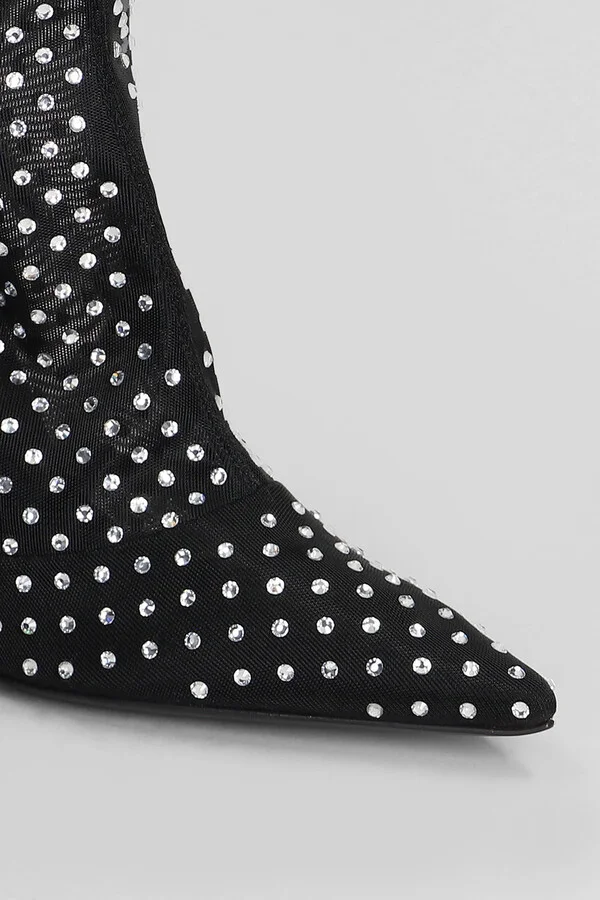 Lidia High Heels Ankle Boots In Black Fabric - Image 5