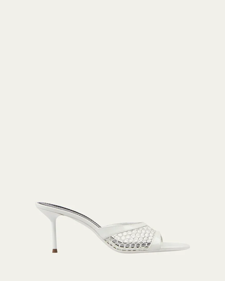 Lidia Mesh Leather Mule Sandals