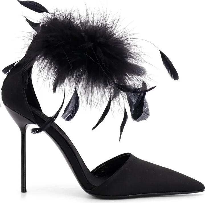 Lidia Satin Sandals With Feather Detail