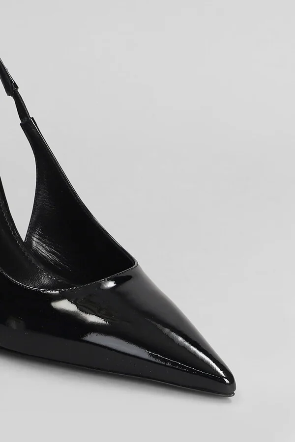 Lidia Slingback Pumps In Black Patent Leather - Image 5