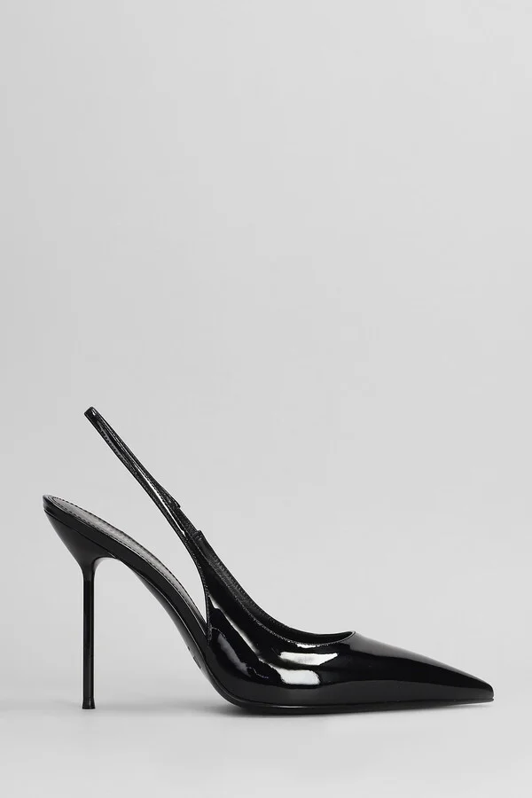 Lidia Slingback Pumps In Black Patent Leather