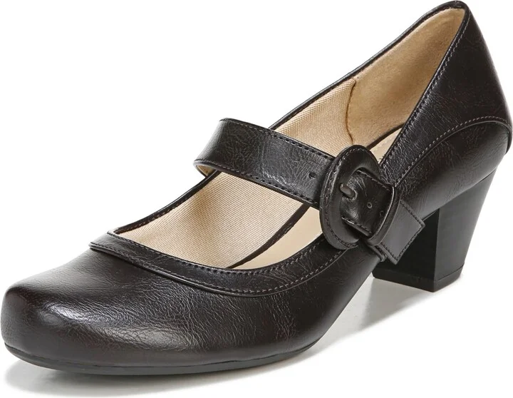Life Stride Womens Rozz Mary Jane Flat Dark Brown 8 M
