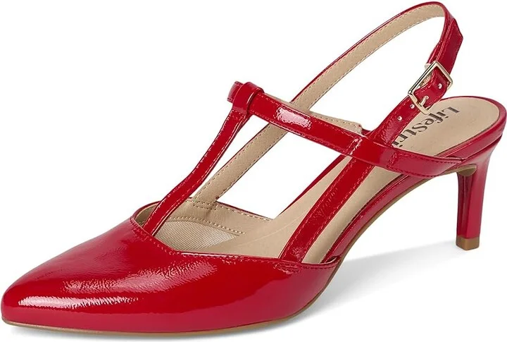 LifeStride Aire Slingback Women's Sandals Red : 10 W (C), Leather - Image 5