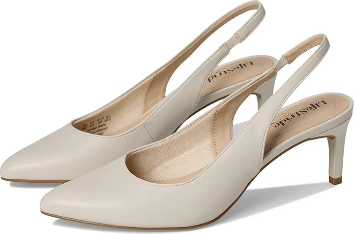 LifeStride Annalise High Women's Heels Bone : 9 W (C), Leather