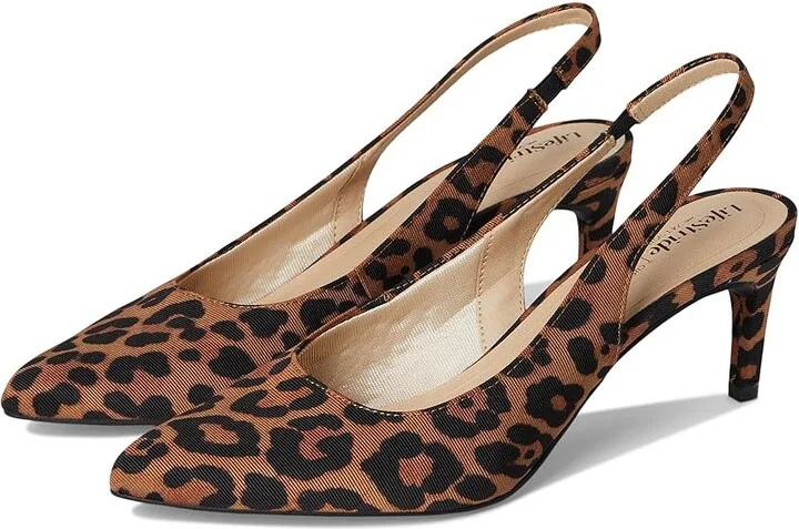 LifeStride Annalise Slingback Shoes Women's Shoes Brown Leopard : 11 M (B), Synthetic