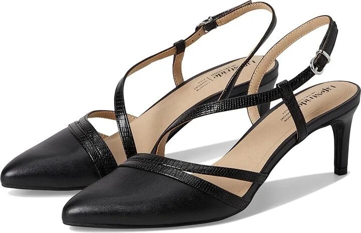 LifeStride Arlo Women's Sandals Black Faux Leather : 10 W (C)