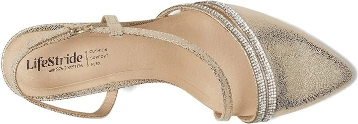 LifeStride Arlo2 Women's Sandals Platino Gold Faux Leather : 7.5 M (B) - Image 2