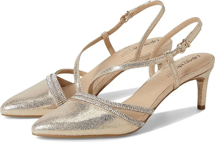 LifeStride Arlo2 Women's Sandals Platino Gold Faux Leather : 7.5 M (B)