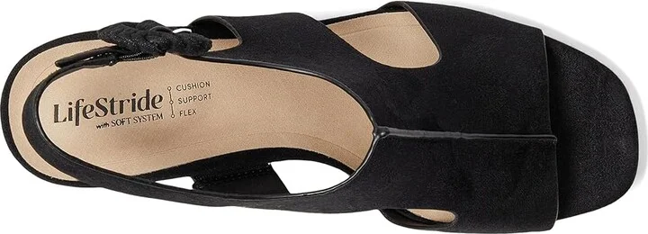 LifeStride Audra Strappies High Women's Heels Black Fabric : 6.5 M (B), Leather/Synthetic - Image 2