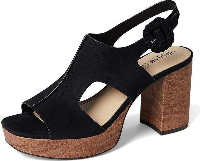 LifeStride Audra Strappies High Women's Heels Black Fabric : 6.5 M (B), Leather/Synthetic - Image 5