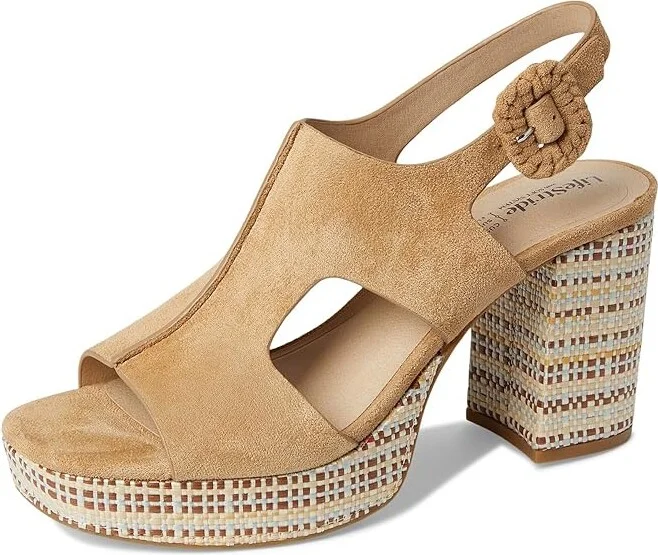 LifeStride Audra Strappies High Women's Heels Cuoio Taupe Fabric : 6.5 W (C), Leather/Synthetic - Image 5