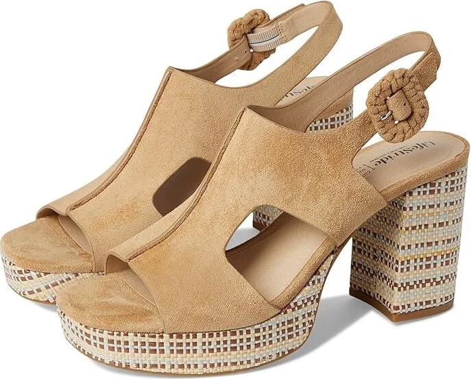 LifeStride Audra Strappies High Women's Heels Cuoio Taupe Fabric : 6.5 W (C), Leather/Synthetic