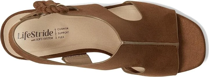 LifeStride Audra Strappies High Women's Heels Fawn Brown Fabric : 7.5 W (C), Leather/Synthetic - Image 2