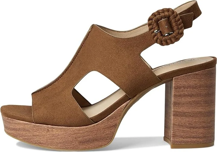 LifeStride Audra Strappies High Women's Heels Fawn Brown Fabric : 7.5 W (C), Leather/Synthetic - Image 6