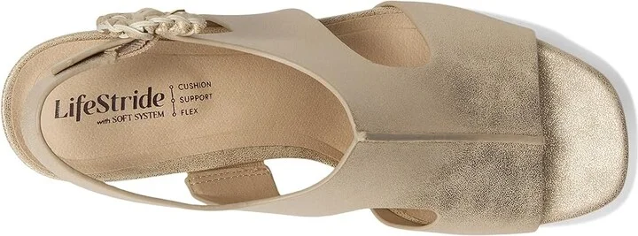 LifeStride Audra Strappies High Women's Heels Gold Fabric : 8 W (C), Leather/Synthetic - Image 2