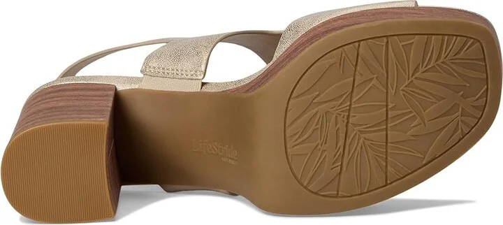 LifeStride Audra Strappies High Women's Heels Gold Fabric : 8 W (C), Leather/Synthetic - Image 3