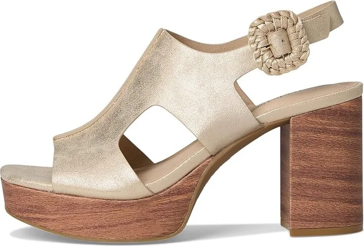LifeStride Audra Strappies High Women's Heels Gold Fabric : 8 W (C), Leather/Synthetic - Image 6