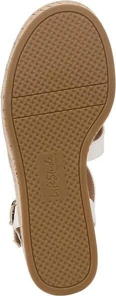 LifeStride Bailey Strappy Platform Wedge Sandals Women's Sandals Bright White : 11 W (C), Leather - Image 3