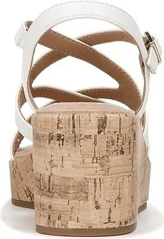 LifeStride Bailey Strappy Platform Wedge Sandals Women's Sandals Bright White : 11 W (C), Leather - Image 4
