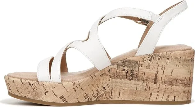 LifeStride Bailey Strappy Platform Wedge Sandals Women's Sandals Bright White : 11 W (C), Leather - Image 5