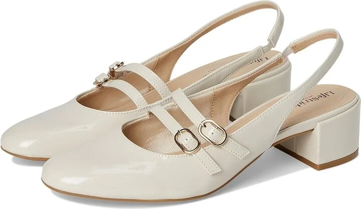 LifeStride Beatrice Slingback Shoes Women's Shoes Almond Milk Patent : 10 W (C)