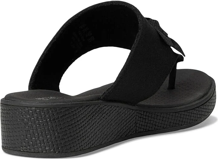 LifeStride Bloom Thongs Women's Sandals Black Stretch Linen Fabric : 11 M (B), Textile - Image 4