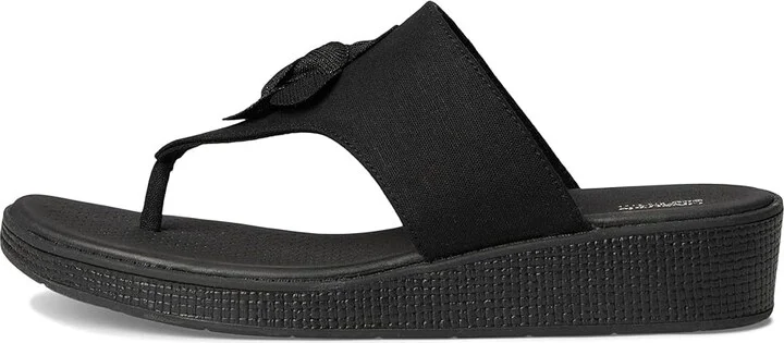 LifeStride Bloom Thongs Women's Sandals Black Stretch Linen Fabric : 11 M (B), Textile - Image 6