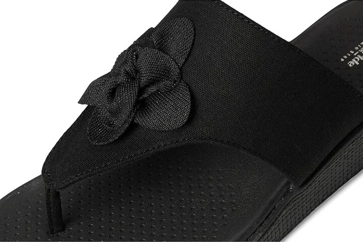 LifeStride Bloom Thongs Women's Sandals Black Stretch Linen Fabric : 11 M (B), Textile - Image 7