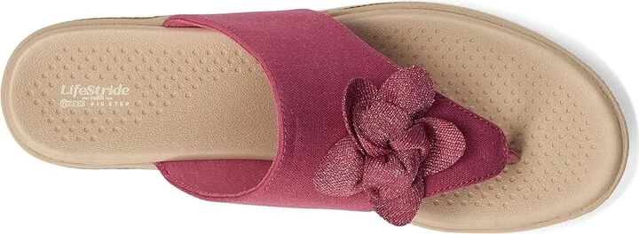 LifeStride Bloom Thongs Women's Sandals Dusty Rose Denim Fabric : 10 W (C), Textile - Image 2