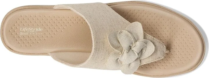 LifeStride Bloom Thongs Women's Sandals Natural Stretch Linen Fabric : 8 M (B), Textile - Image 2
