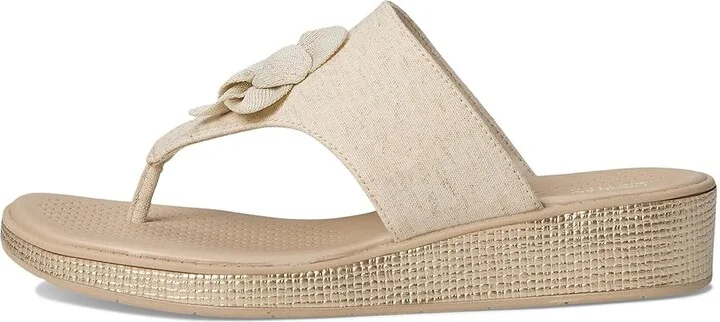 LifeStride Bloom Thongs Women's Sandals Natural Stretch Linen Fabric : 8 M (B), Textile - Image 6