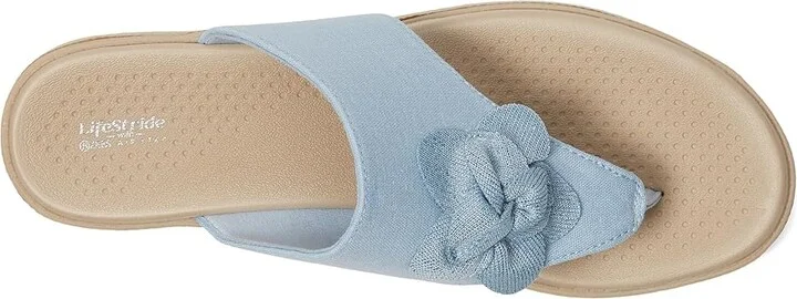 LifeStride Bloom Thongs Women's Sandals Skyway Blue Linen Fabric : 11 W (C), Textile - Image 2