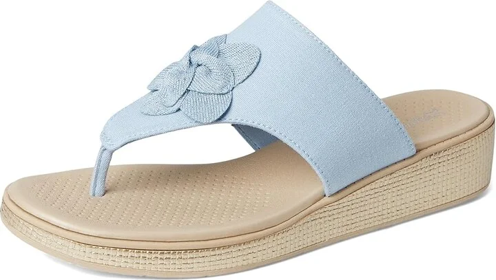 LifeStride Bloom Thongs Women's Sandals Skyway Blue Linen Fabric : 11 W (C), Textile - Image 5