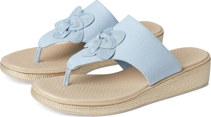 LifeStride Bloom Thongs Women's Sandals Skyway Blue Linen Fabric : 11 W (C), Textile