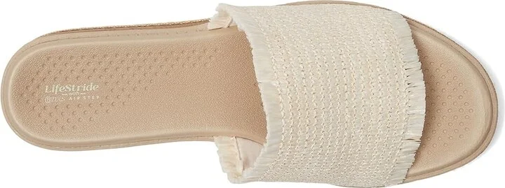 LifeStride Breezy Slides Women's Sandals Natural Stretch Raffia Fabric : 10 M (B), Synthetic - Image 2