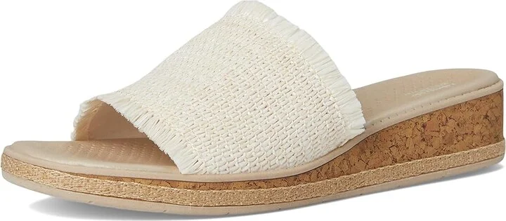 LifeStride Breezy Slides Women's Sandals Natural Stretch Raffia Fabric : 10 M (B), Synthetic - Image 5