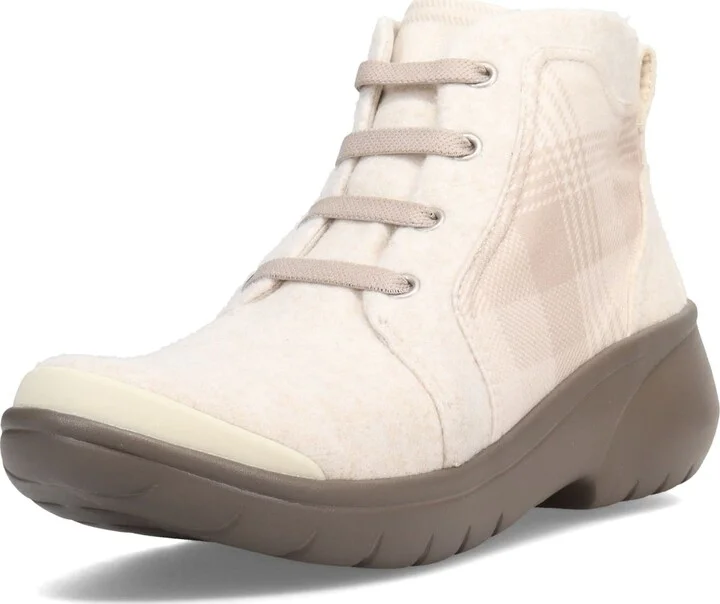 LifeStride BZees Womens Kick Back Ankle Boot Taupe Plaid 6 M