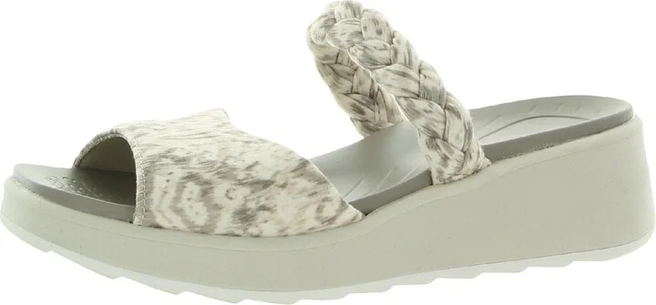 LifeStride BZees Womens New Wave Slide Sandal Natural Ikat Print 8 M