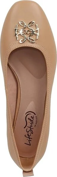 LifeStride Cameo 2 Ballet Flats Women's Flat Shoes Camel Tan : 10 M (B), Leather - Image 2