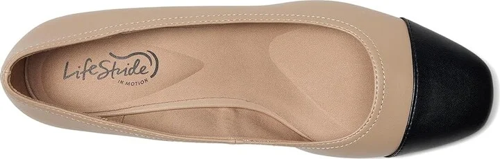 LifeStride Cameo 3 Ballet Flats Women's Flat Shoes Black/Taupe : 5.5 M (B), Leather - Image 2