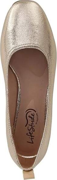 LifeStride Cameo Flats Women's Flat Shoes Platino Gold : 8 W (C), Synthetic - Image 2