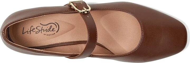 LifeStride Cameo MJ Mary Jane Flats Women's Shoes Tark Tan : 9 W (C), Leather - Image 2