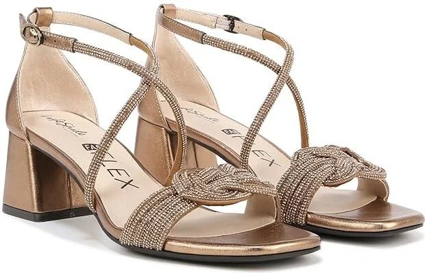 LifeStride Captivate Strappy Block Heel Dress Sandals Women's Sandals Bronze : 11 W (C), Synthetic