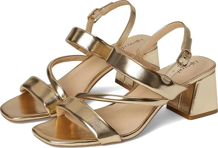 LifeStride Celia Slingbacks High Women's Heels Gold Metallic : 9.5 W (C), Leather
